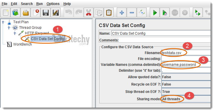  configuration of csv data